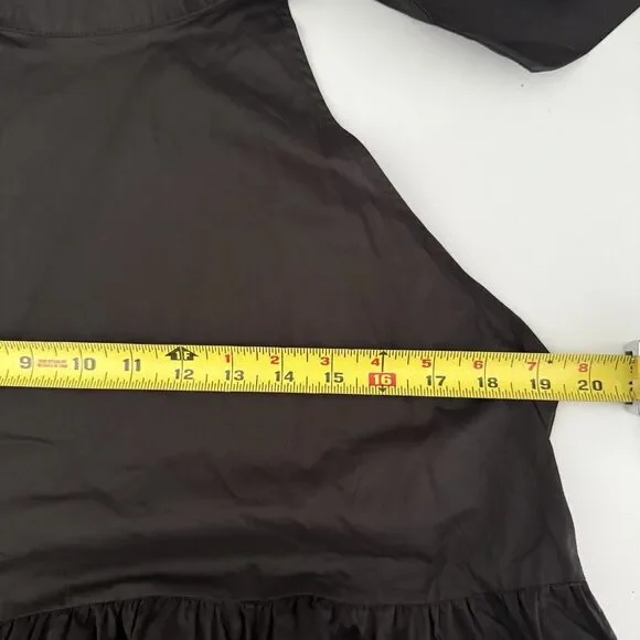 WYATT WYLDE Maxi Dress Large L Black Womens Helena Tie Neck Pockets Cotton New - Picture 8 of 13